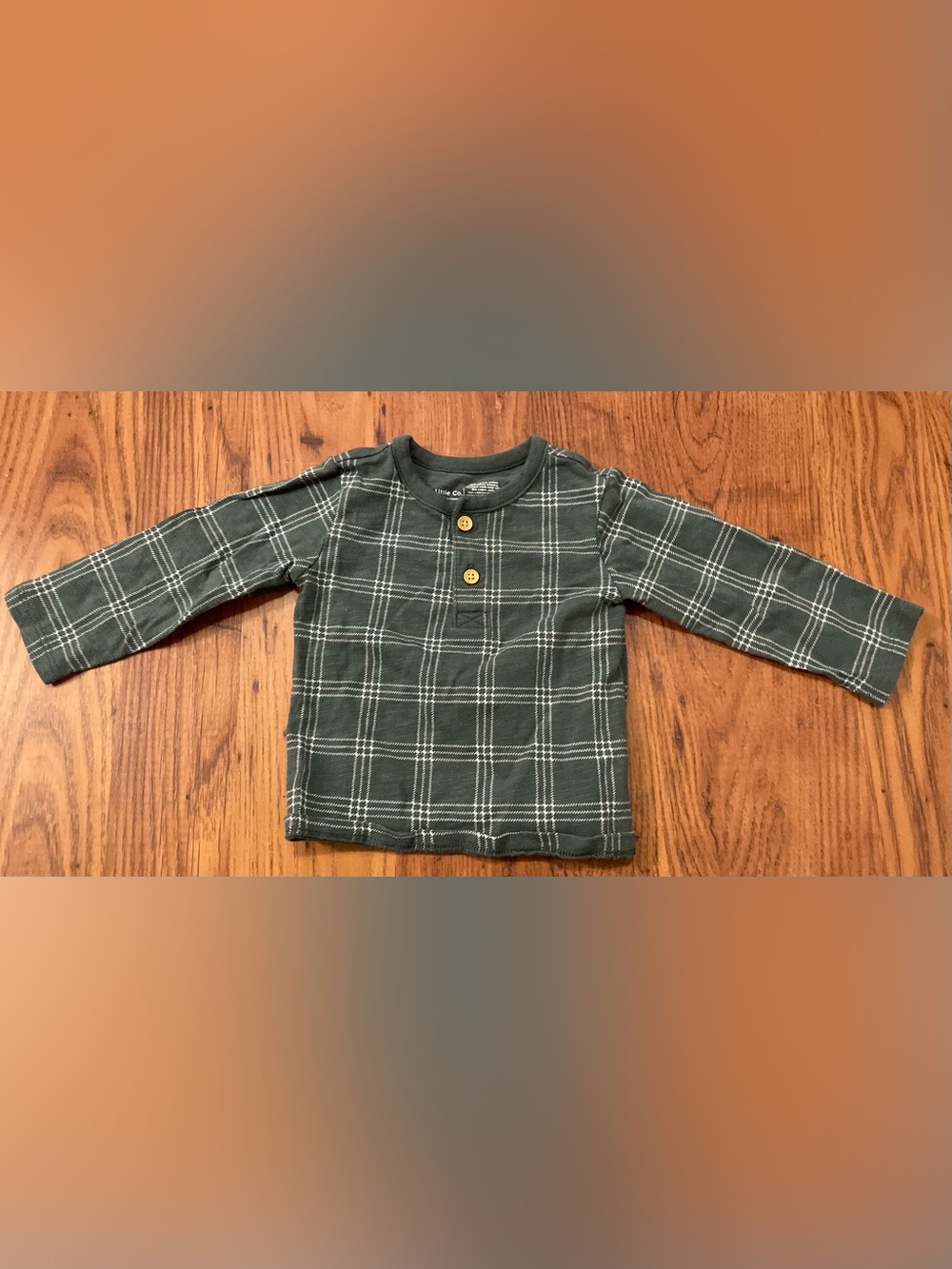 Toddler Green Plaid Long Sleeve Henley Top